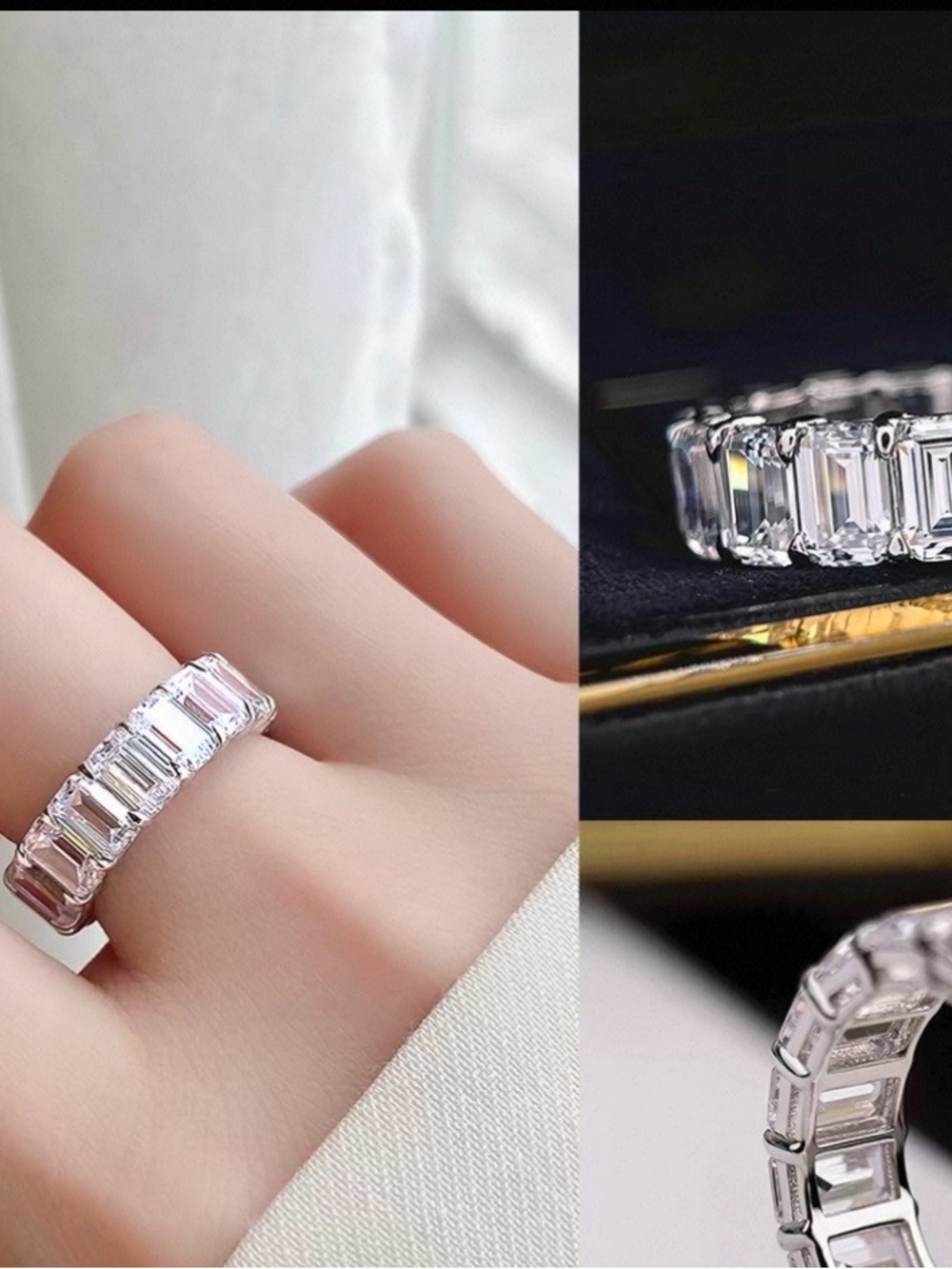 Elegant Silver Cubic Zirconia Eternity Band - White